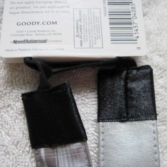 3 Goody Glam Wide Reversible Shiny Silver Pleather Plaid School Girl Headbands - Picture 6 of 9